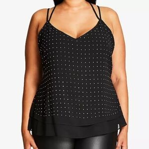 City Chic Metallic Stud Black Tank Top Size Medium 18